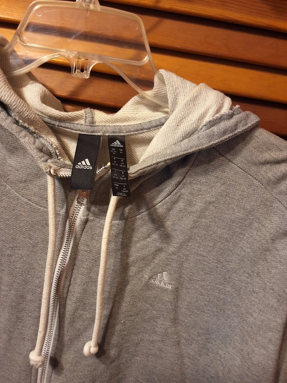 Adidas Men’s Light Gray Full-Zip Hoodie Sweater